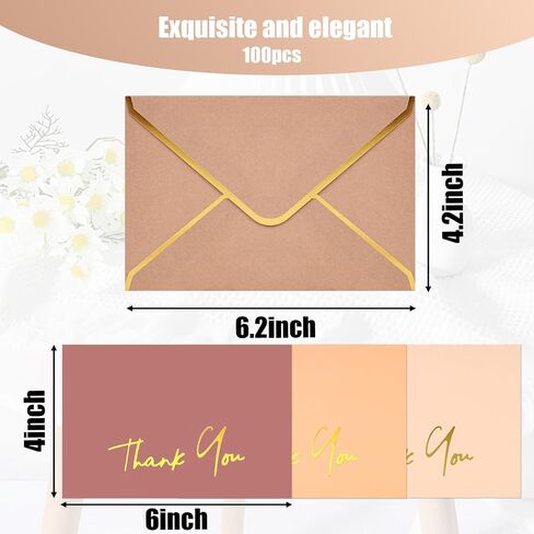 JOHOUSE 50PCS Gift Card Envelopes, Kraft Envelope with Gold Border Small Envelope Heart Shaped Clasp for Wedding Birthday Note Cards Business Card in Saudi Arabia