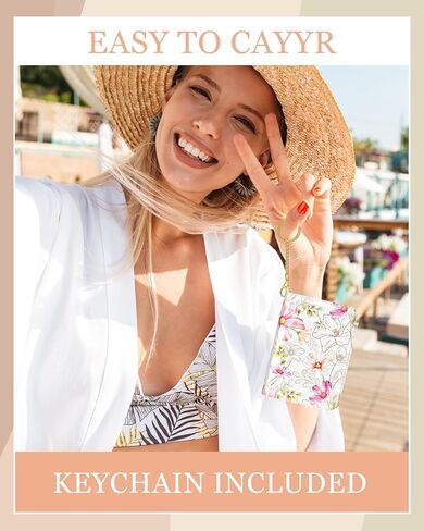 Rouidr Credit Card Holder, Small RFID Card Wallet for Women, Slim Keychain Card Holder Wallet, Leather Card Organizer Case with Zipper(Abstract Flowers) in Kuwait