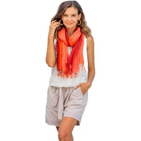 NOVICA Artisan Handmade Cotton Scarves Wrap in Red Pink Orange Pair Accessories Solid Thailand Woven Travel Friendly ' Delightful Breeze in Red' Pair