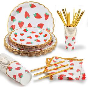 Watermelon Party Supplies,160PCS Watermelon Party Disposable Tableware Set for Fruit Party Girls Birthday Baby Shower, Includes Watermelon Plates Cups Straws Napkins Forks Serves 20 Guests