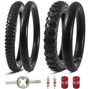 KAMIER 2.50-10 Rear 16x2.4 Front Tire and Inner Tube Set for Razor MX650 MX500 SX500 Mcgrath Dirt Rocket Bike Kids Electric Off Road Motocross Street Knobby Tire Kit Heavy Duty Parts