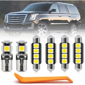 12pcs LED Interior Lights Bulb Kit for Cadillac Escalade 2007 2008 2009 2010 2011 2012 2013 2014 Super Bright White LED Map Dome Cargo Lights Interior Light Bulbs Package + Install Tool