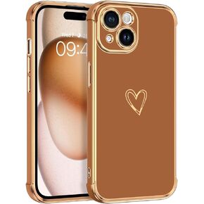 BENTOBEN for iPhone 15 Plus Case, iPhone 15 Plus Phone Case, Cute Heart Luxury Gold Plating Slim Flexible TPU Bumper Protective Cover, Women Men Girls Boys Phone Case for iPhone 15 Plus 6.7", Black
