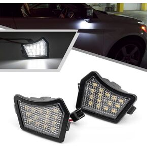 2Pcs White LED Under Side Mirror Puddle Light Lamp for Volvo S60 S 80 V70 Jaguar XF XK XFR XE-Type XJ-Type Xenon White