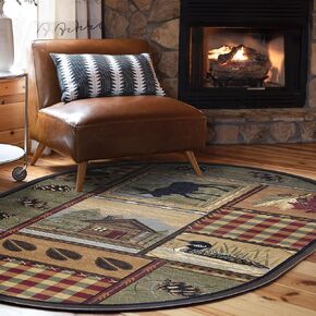 Homespun Multi-Color 3x8 Hallway Runner Rug for Walkway, Entryway, or Foyer - Lodge, Novelty Farmhouse Style Long Rustic Indoor Carpet