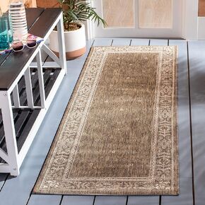 SAFAVIEH Courtyard Collection Runner Rug - 2'3" x 6'7", Brown & Natural, Non-Shedding & Easy Care, Indoor/Outdoor & Washable-Ideal for Patio, Backyard, Mudroom (CY2326-3009)