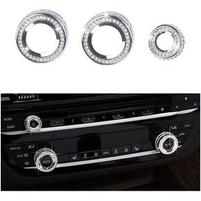 1797 Compatible AC Knob Caps for BMW Accessories Parts Air Conditioning Covers Decal Bling Interior Decorations 5 6 7 Series X3 X4 X5 X6 G31 F13 G12 G01 F15 F16 F26 xDrive AWD Women Men Crystal Silver