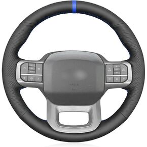 MEWANT DIY Hand Stitch Black Alcantara Steering Wheel Cover for Ford F150 Lightning F350 F450 Expedition 2022-2024