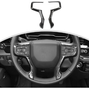 CheroCar Steering Wheel Covers Panel Decoration Interior Accessories for Chevrolet Suburban 2020-2023,for Chevrolet Tahoe 2021-2023,for Chevrolet Silverodo 2019-2023,Carbon Fiber(2 PCS)…