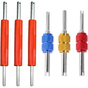 6PCS Car Valve Core Removal Tool Set with Dual Size, Auto Air Conditioner Schrader Valve Stem Core Line Repair Tool for R134 R12 R22 R32 R410A AC HVAC System, for Mechanics Assemblers