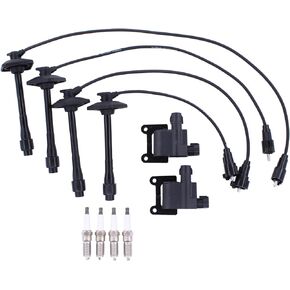 MOTOKU Ignition Coil and Spark Plug Wire Set for Toyota Solara Camry 2.2 1997-2001 RAV4 1997-2000