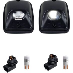 HERCOO LED License Plate Light Lens Housing Tag Lamp Socket White Bulbs Assembly Compatible with Toyota Tacoma 1995 to 2004 Pickup Truck ​Rear Step Bumper ​Aftermarket Replacement