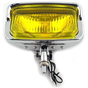 Motorcycle 6.5" *3.5" Vintage Retro Square Visor Headlight Front Headlamp Amber Beam Halogen H3 Bulb For Harley Cafe Racer Chopper Bobber Custom