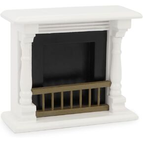 Dollhou Fireplace 1/12 Scale Miniature Wooden Furniture European Style Fireplace with Surround Mini House Christmas Decoration Accessories Handmade Gift (Red)