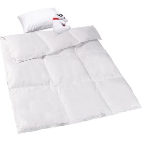 ZPECC Toddler Comforter - Duvet | Kids Goose Down Quilt, All Season Blanket Cover for Child Bed, Stroller, Travel, Boys and Girls (41x48, White)