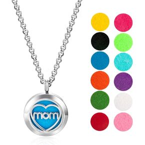 Wild Essentials Aum Om Necklace Essential Oil Diffuser Kit with Lavender, Lemongrass, Peppermint, Orange Oils, 12 Refill Pads, Calming Aromatherapy Gift Set, Customizable Color Changing, Perfume
