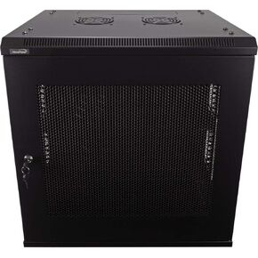 Navepoint 12U Deluxe IT حاوية خزانة مثبتة على الحائط مقاس 19 بوصة رف شبكة الخادم مع قفل باب مثقوب مقاس 16 بوصة أسود عميق مع/أرفف in Kuwait