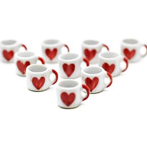 10 Darling Sweet Heart Romantic Lover Coffee Mug Tea Cup Dollhouse Miniatures Food Kitchen Docoration