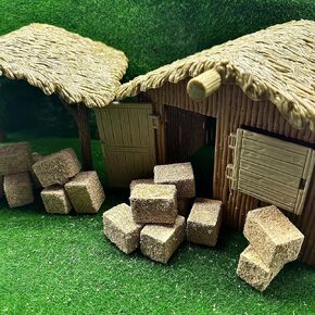 LUOZZY 16Pcs Mini Hay Bales Miniature Hayrick Figurines Autumn Harvest Tiny Straw Hay DIY Layout Props for Farm Village Dollhouse Accessories