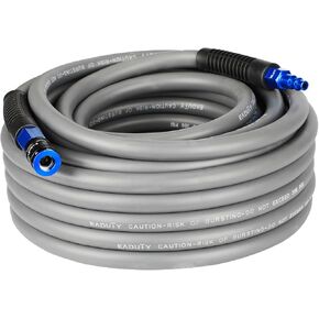 Hybrid Air Hose 3/8 In. x 50 ft, Lightweight, Flexible, Durable Air Compressor Hose with Aluminum Universal Quick Coupler and Industrial Plug, Gray