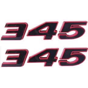 Red 345 Emblem Side Fender 345 Badge Compatible with 300C 2 Packs Black Outline Metal