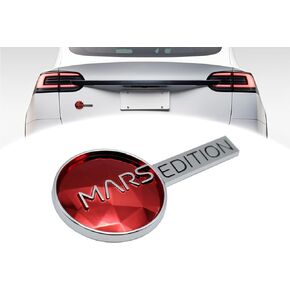 Mars Edition Emblem for Tesla - Add a Touch of Space to Your Ride - Model 3 Model Y Model S Cybertruck Accessories - 3D Red & Metallic Chrome All Weather Vehicle Decal