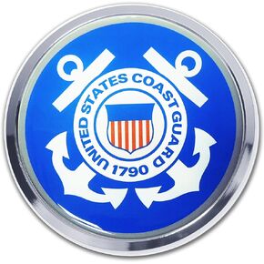 Elektroplate Officially Licensed United States Coast Guard 1790 Anchor Chrome All Metal Emblem for Cars, Trucks, and All Auto | Universal Fit at 3.5" x 3.5" | Weatherproof