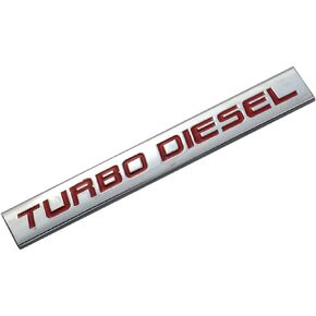 EmbRoom Chrome Finish Metal Emblem Turbo Diesel Badge (Red Letter) (Chrome Black)