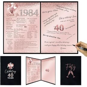 كتاب الضيوف لحفلة عيد الميلاد الأربعين من Vlipoeasn للنساء، كتاب تسجيل ملصق إبداعي لعام 1984، باللونين الوردي والأسود في كتاب التوقيع عام 1984، لوازم قطع مركزية لتزيين حفلات عيد الميلاد بعمر 40 عامًا in Kuwait