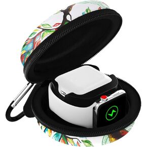 MoKo Storage Box Compatible with Apple Watch Series 9/8/7/6/5/4/3/2/1/SE,Portable Protective Travel Bag Fit iWatch 38mm 40mm 41mm 42mm 44mm 45mm and Airpods Pro/3/2/1 Charging Station, LuckyTree