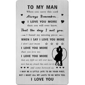 to My Man Fathers Day Card Gifts - I Love You Gifts for Him Men, Husband Anniversary Birthday Fathers Day Wallet Card Present