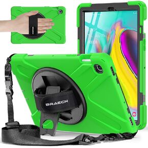 BRAECNstock for Samsung Galaxy Tab S5e Case 10.5 inch 2019 (SM-T720/T725/T727) Shockproof Protective Galaxy S5e Tablet Case for Kids with Screen Protector Pen Holder Rotating Stand+Hand Strap - Black