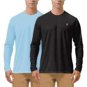 (Size: XL) Men's 2 Pack UPF 50+ Fishing Shirts Long Sleeve UV Sun Protection Tops