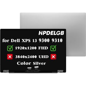 Replacement for Dell XPS 13 9300 9310 LCD Non-Touch Screen Display Digitizer Assembly 13.4" 1920x1200 FHD (Silver)