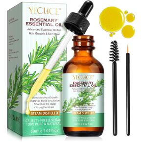 Rosemary Oil, 2.02 Fl Oz Pure Rosemary Essential Oil with with Glass Dropper - Undiluted Rosemary Massage Oil for Hair Growth Skin Care and Nails and Refreshing Aromatherapy Oil for Diffusers