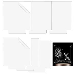 10Pcs Rectangle Acrylic Sheet for Light Base, 4mm Plastic Glass Panel for Table Sign, Rectangle Acrylic Blanks with Square Acrylic Blanks for DIY Display Project (5" x 5.82" 0.15")