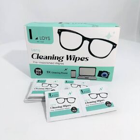 Eye Glass Cleaner Lens Cleaning Wipes for Eyeglasses 200 Count Pre-Moistened Individually Wrapped Streak-Free Cleaning Ideal for Eyeglasses, Sunglasses, Cameras, Goggles, and Optical Screens by Lloys