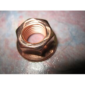 4x M10-1.25 Flange Nut Small Head 14mm Hex Copper Plated Exhaust Lock Nut