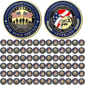 80 Pcs Military Veterans Coins Thank You for Your Service Veterans Appreciation Gift Coins Army Retirement Gifts for Men Veterans Day Presents Military Favors(Classic)