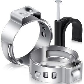 80PCS 1/2inch Stainless Steel Pex Cinch Clamp Rings plus 3/4inch Half Clamp J-Hook with Nails for Pex Tubing Pipe