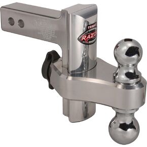 TRIMAX TRZ6AL 6" Premium Aluminum Adjustable Hitch with Dual Hitch Ball and T5 Receiver Lock
