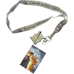Harry Potter I Solemnly Swear That I Am Up to No Good Lanyard w/Badge Holder and Marauders Map Rubber Charm
