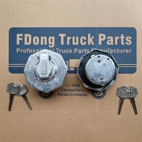 Fuel Tank Cap Zinc Alloy with 2 Keys Replacement Fit for Isuzu Elf NPR NQR NQR175 PRO 4HK1 NRR GMC W3500 W4500 W5500 Replaces 8981460100