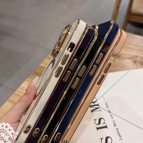 حافظة OOK Magnatic لهاتف iPhone 15 Pro Max [متوافقة مع MagSafe] حافظة كاملة لعدسة الكاميرا بحافة مطلية بالكهرباء الذهبية حافظة هاتف واقية مقاومة للصدمات من مادة TPU للنساء والرجال 6.7 بوصة - أسود in Kuwait