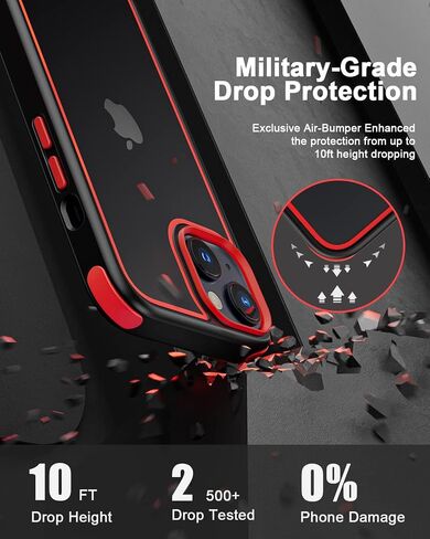 Crystal Clear Case for iPhone 14 & iPhone 13, with Multicolor Protective Shockproof Bumpers [Not Yellowing] Slim Hard PC Back Cover for Men Women (Black) in Saudi Arabia