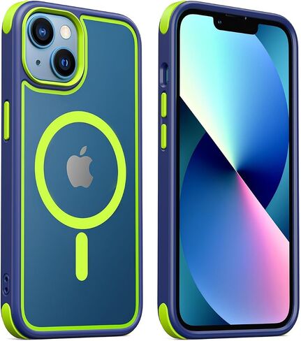 Crystal Clear Case for iPhone 14 & iPhone 13, with Multicolor Protective Shockproof Bumpers [Not Yellowing] Slim Hard PC Back Cover for Men Women (Black) in Saudi Arabia
