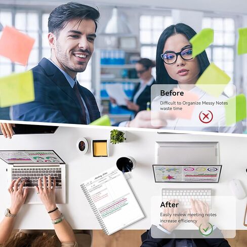 دفتر ملاحظات الاجتماع للعمل، دفتر ملاحظات الاجتماع مع عناصر العمل، جدول أعمال لمكتب النساء والرجال، والأعمال التجارية، وتدوين ملاحظات المشروعات، 7 * 10 بوصة، أرجواني in Kuwait