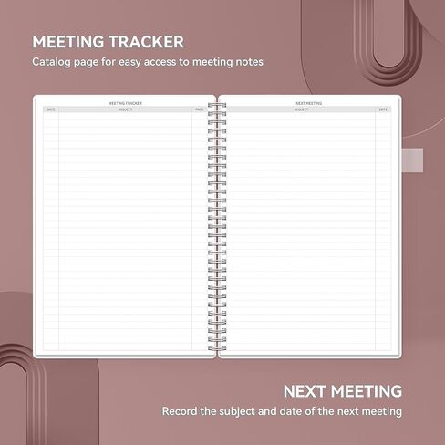 دفتر ملاحظات الاجتماع للعمل، دفتر ملاحظات الاجتماع مع عناصر العمل، جدول أعمال لمكتب النساء والرجال، والأعمال التجارية، وتدوين ملاحظات المشروعات، 7 * 10 بوصة، أرجواني in Kuwait