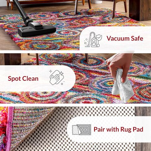 سجادة منطقة NuLOOM Kindra بوهيمية ذات دوائر أشعث، 3x5، متعددة in Saudi Arabia
