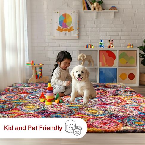 سجادة منطقة NuLOOM Kindra بوهيمية ذات دوائر أشعث، 3x5، متعددة in Saudi Arabia